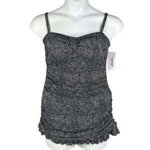 Swimsuits For All 14 Black White Polka Dot Swimdress Marilyn Monroe Inspired